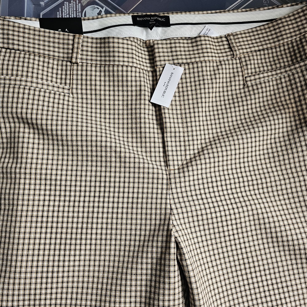 Banana Republic Sloan Checkered Pants in Black and Tan